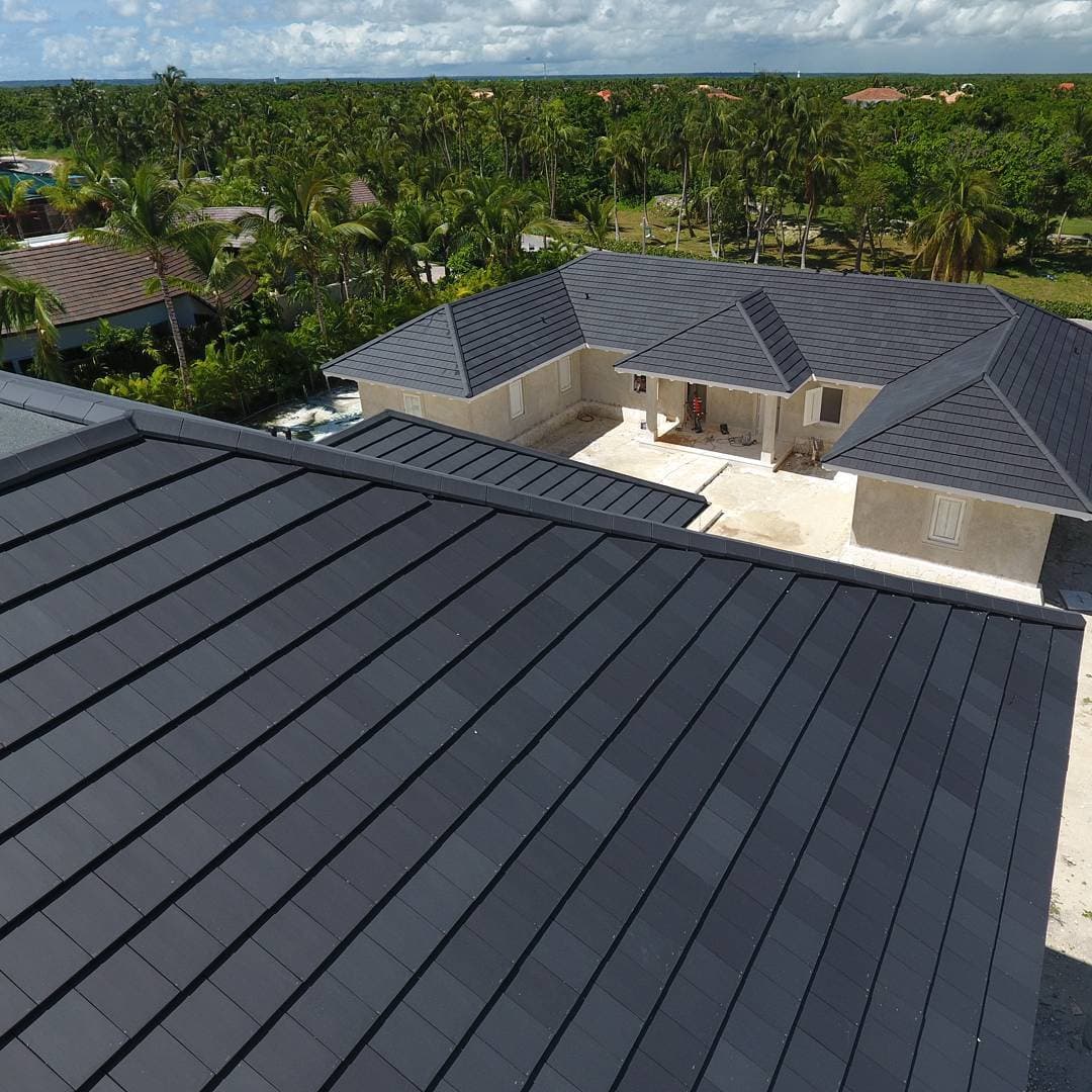 Architectural building with a modern tiled roof