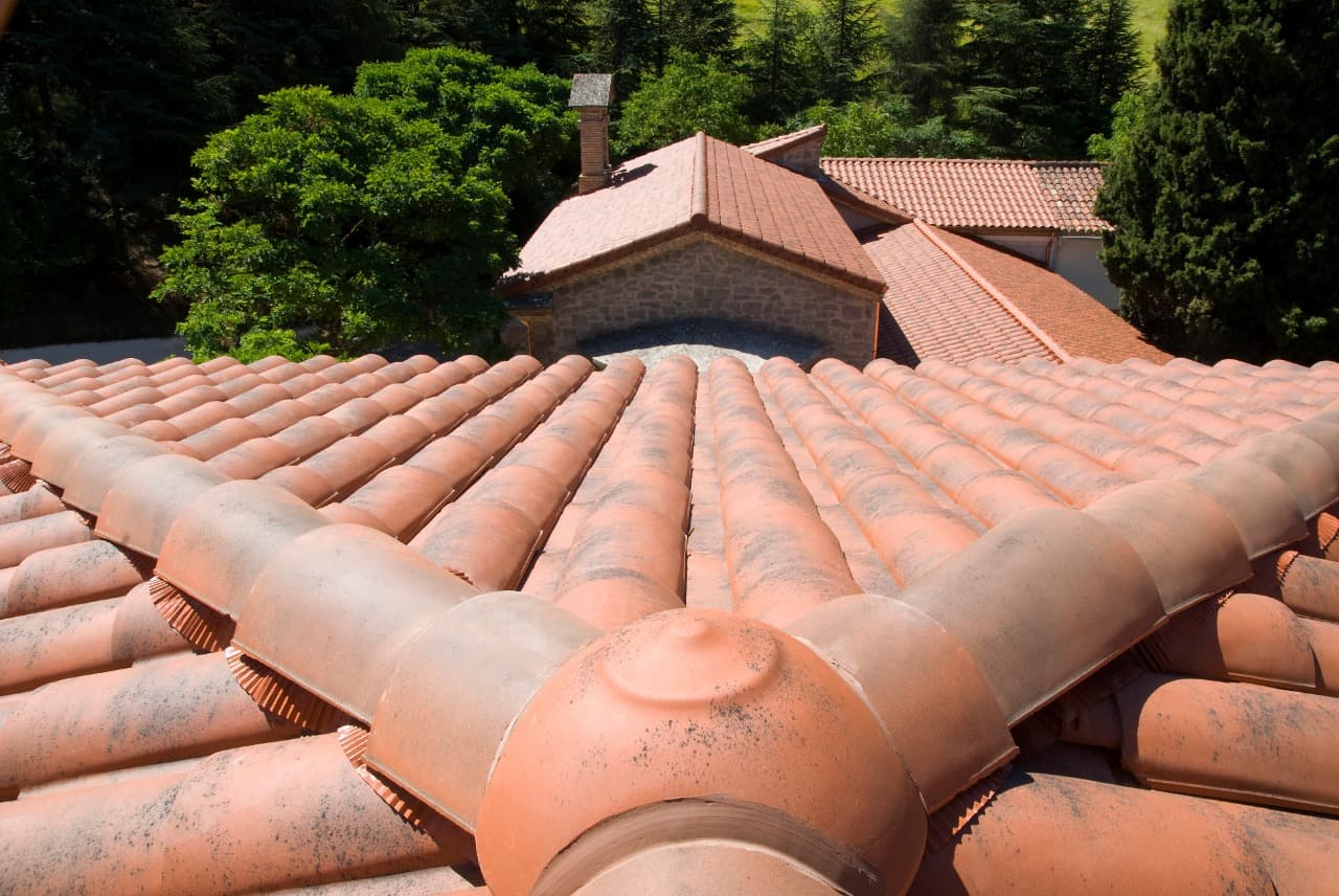 Various roofing components laid out