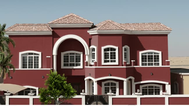 Villa with red roof tiles