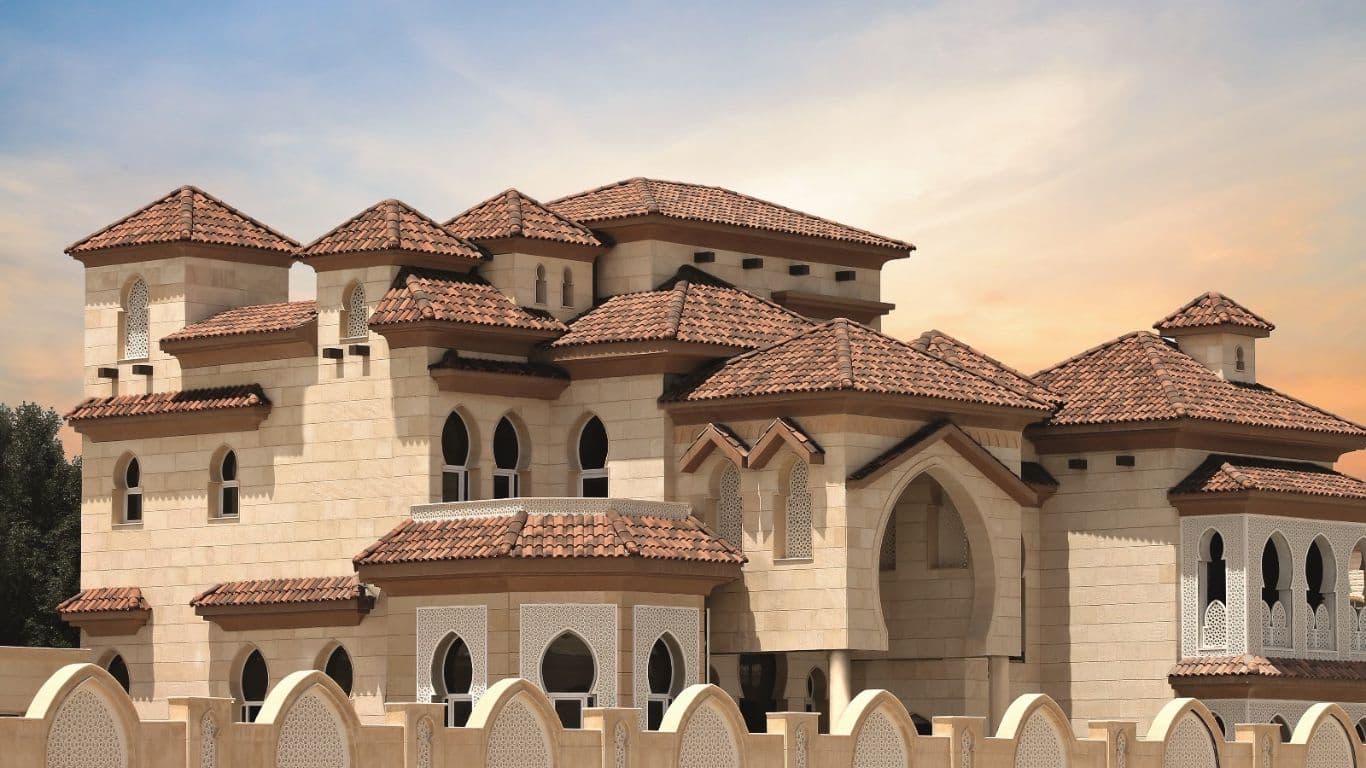 Roof tiles on a modern house